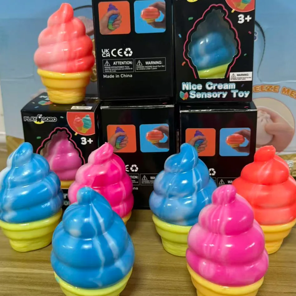 Juguete Antiestrés con Forma de Cono de Helado, para Aliviar el Estrés, Regalo Sorpresa para Fiestas, Adornos Bonitos para Fiestas en Colores Surtidos