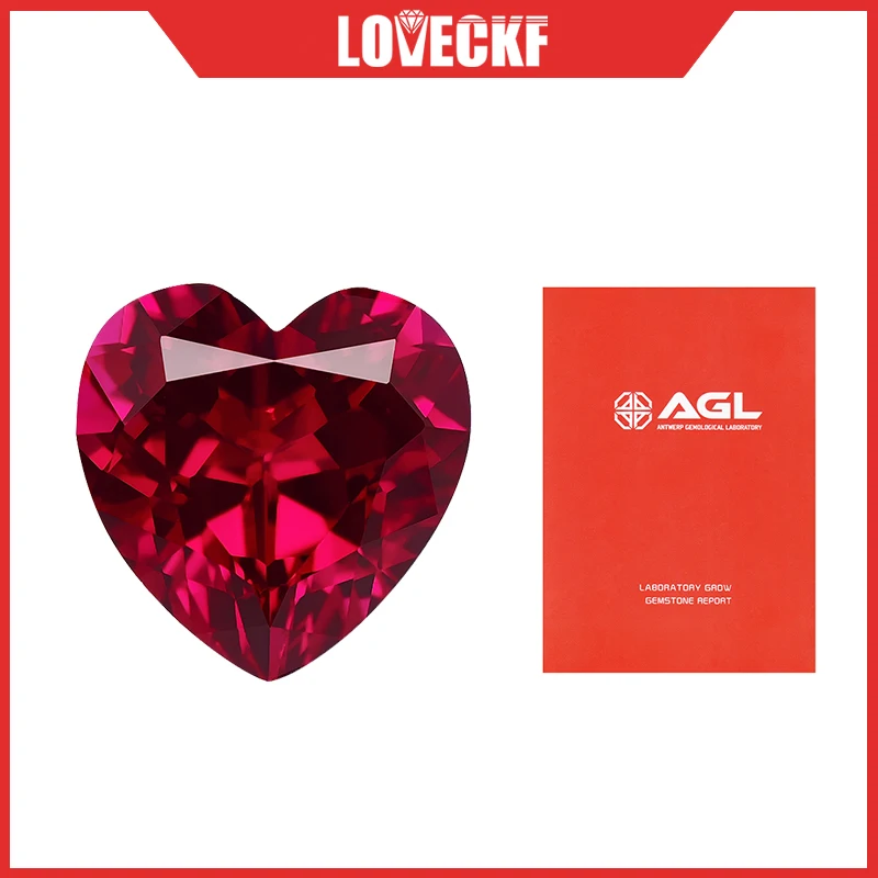 Top Pigeon Blood Lab Grown Ruby Gemstone Heart Cut Synthetic Ruby Loose Diamond Gems with AGL Certificate