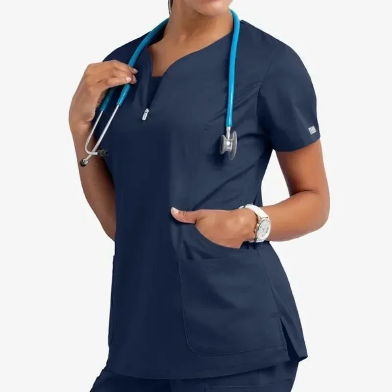 Uniformi chirurgiche donna Scrub Top infermiera medica salone di bellezza abbigliamento da lavoro Scrub clinici Top No Pant Spa medico infermieristica tunica Top