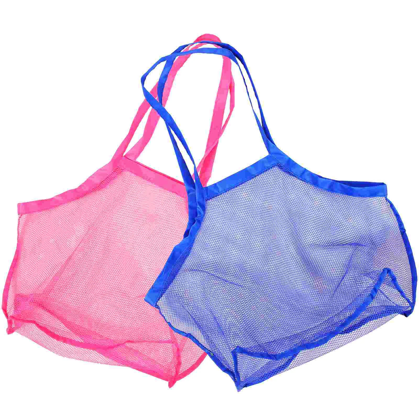 Bolsas de malla grandes para viajes en la playa, 2 uds., para recoger carcasa, almacenamiento azul para niños