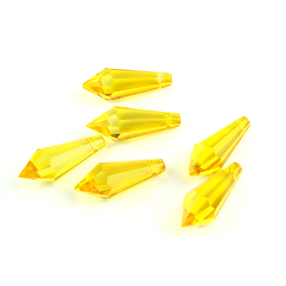 38mm-76mm Topaz Color K9 Crystal Chandelier Pendants Prism Cut&Faceted Glass U-Icicle Drops For Cake Topper Decoration