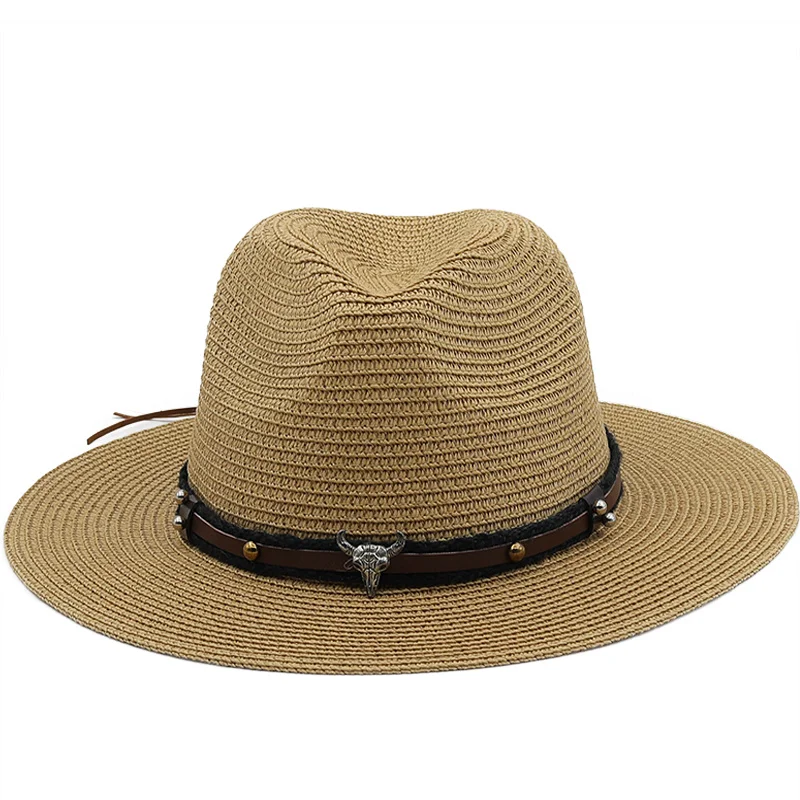 Simple Summer Hat Women Panama Straw Hat Fedora Beach Vacation Wide Brim Visor Casual Summer Sun Hats for Men Sombrero 56-60cm