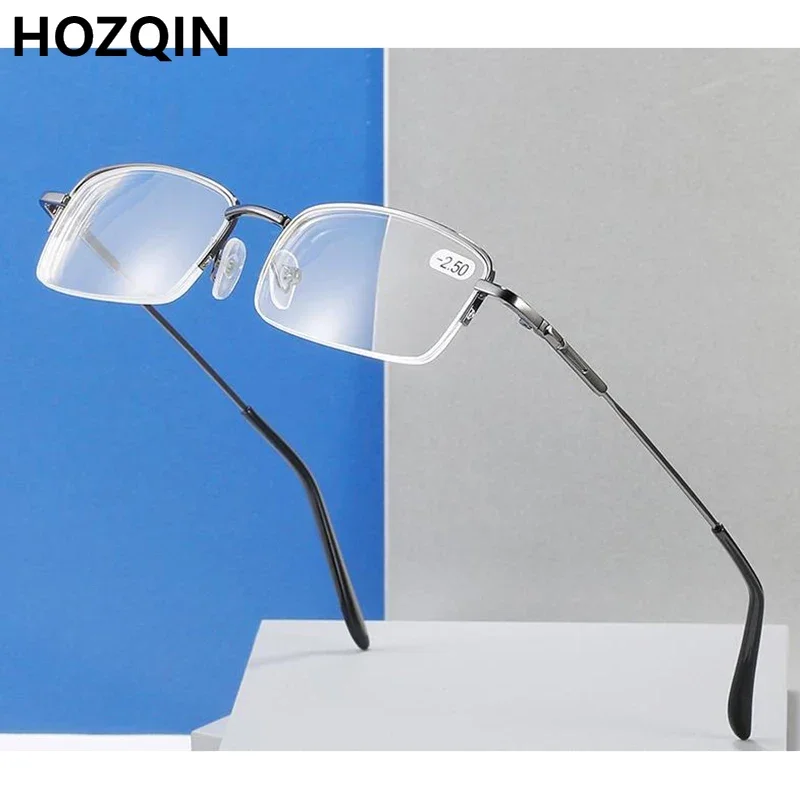 

New Men Alloy Semi Rimless Business Reading Glasses Women Look Near Presbyopic Spectacles Old Man Gift Farsighted Eyeglasses