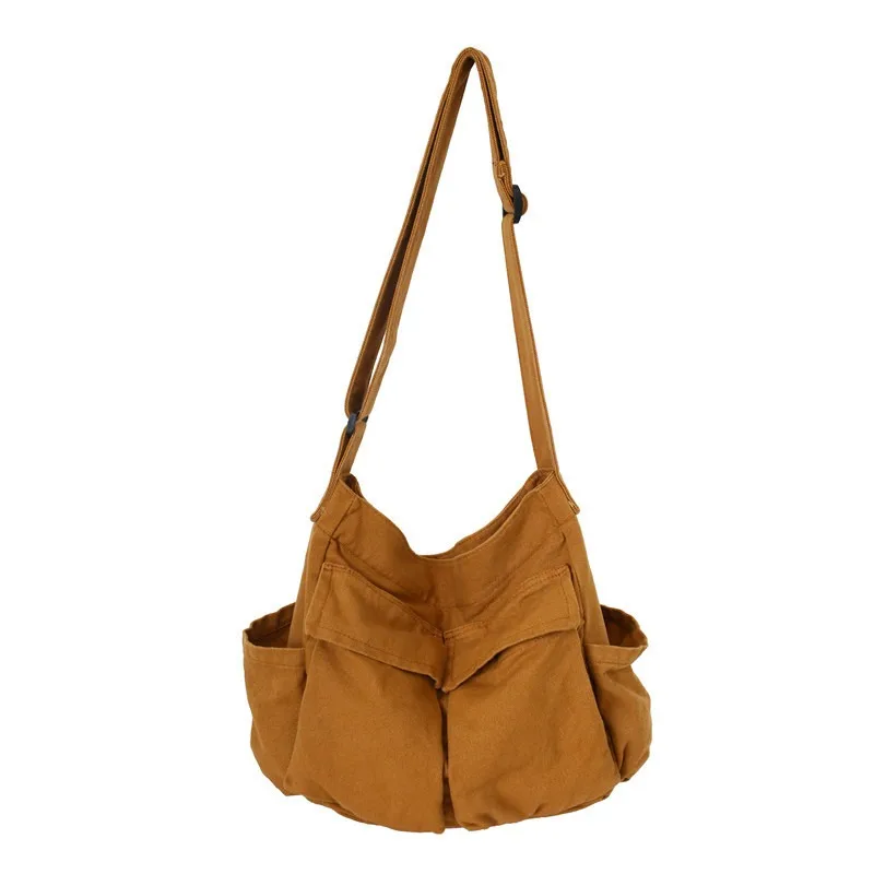 

Retro workwear style women's shoulder bag, crossbody bag, ins canvas bag, large-capacity literary and casual bag, bag bag women