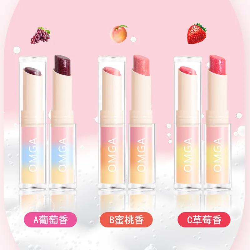 Glitter idrata il cambio della temperatura Mini rossetto non facile da attaccare Tazza Sapore di frutta Balsamo per labbra perlescente Cosmetico