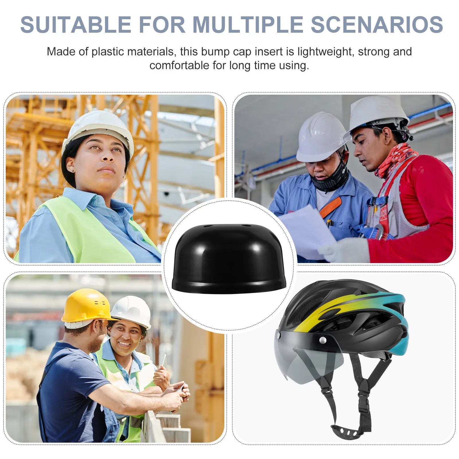 

6-Hole Lightweight Safety Bump Insert For Baseball Caps Black 60Cm Fit High Profile Hats Abs Pp Foam Ventilation Protection