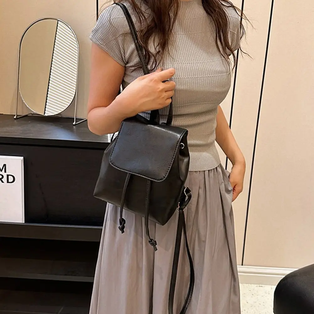 Pu Pu Rucksack einfache kleine Packung braun Retro Rucksack einfarbige Handtasche einfarbige Umhängetasche Kinder