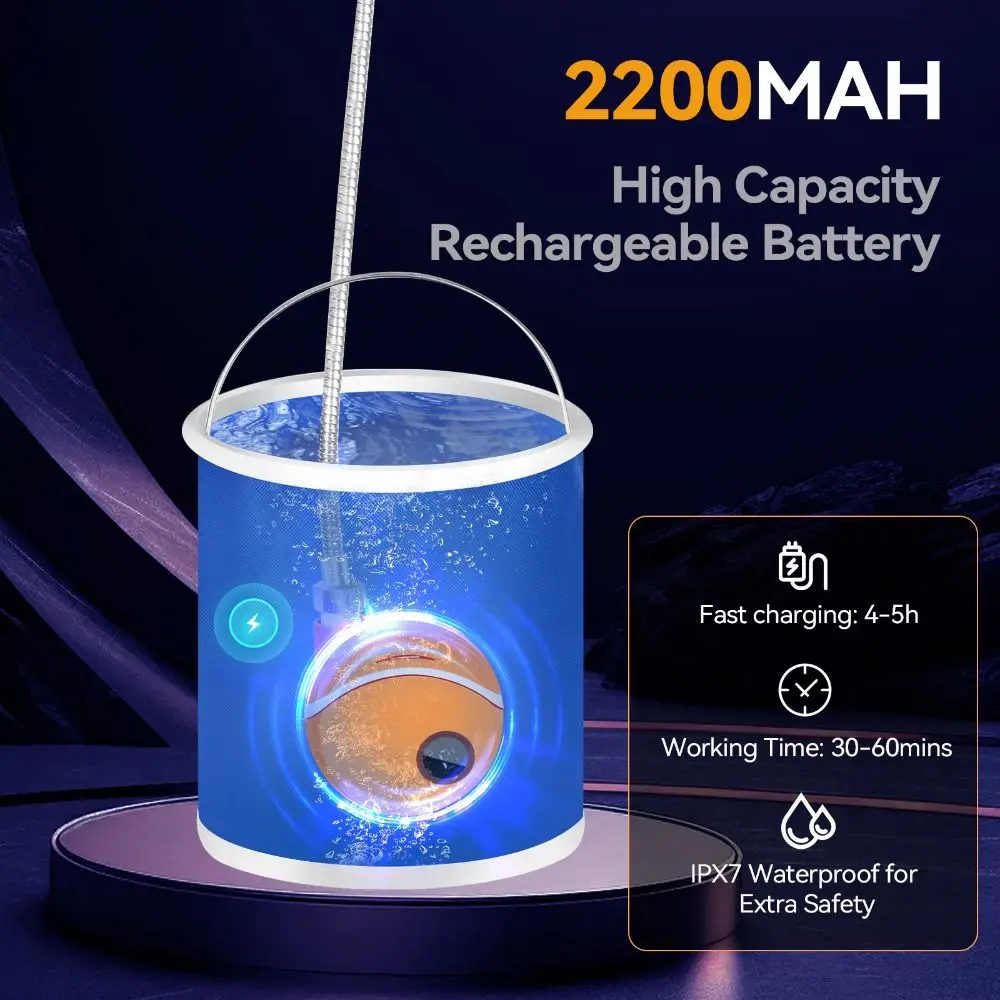 Digital Temperature Display Outdoor Shower 2000Mah Adjustable Pressure Camping Shower High Pressure Waterproof Pump Head