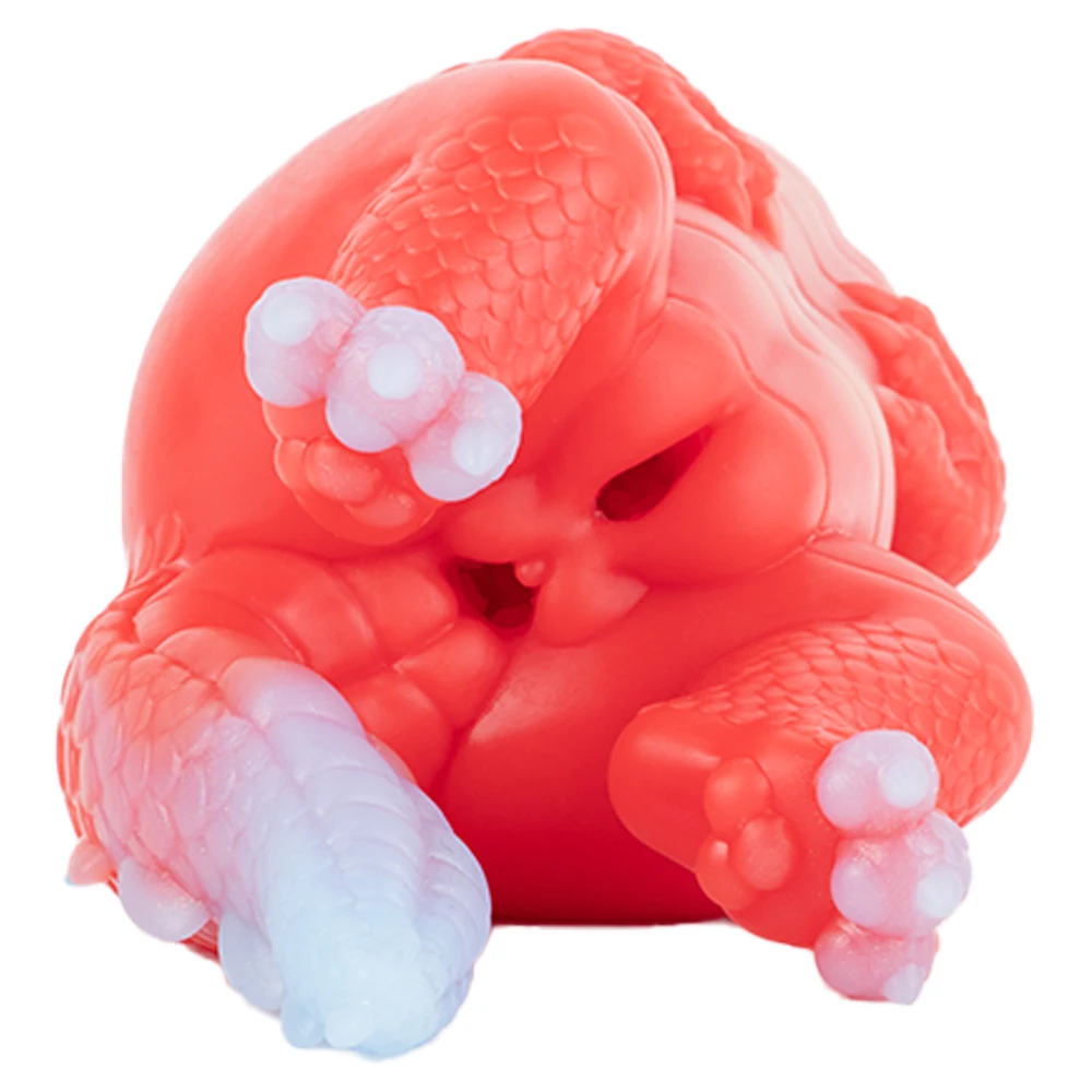 GEEBA نابض بالحياة تصميم التنين الأحمر الناري ذكر الاستمناء ثنائي القناة سيليكون الرجال Onahole PocketPussy واقعية المهبل الضارب #2