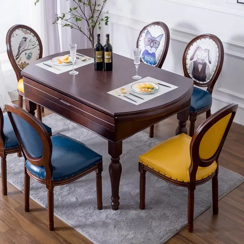 American solid wood dining chair, home retro casual European creative old chair with armrest back