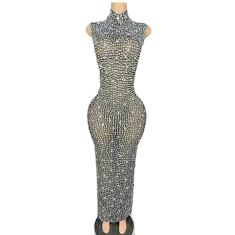 Fashion Stage Host Dress Glam Sleeveless Waist Slim Fit Woman Dresses Elegant Party Women Glam Dresses Vestidos De Fiesta Brillo