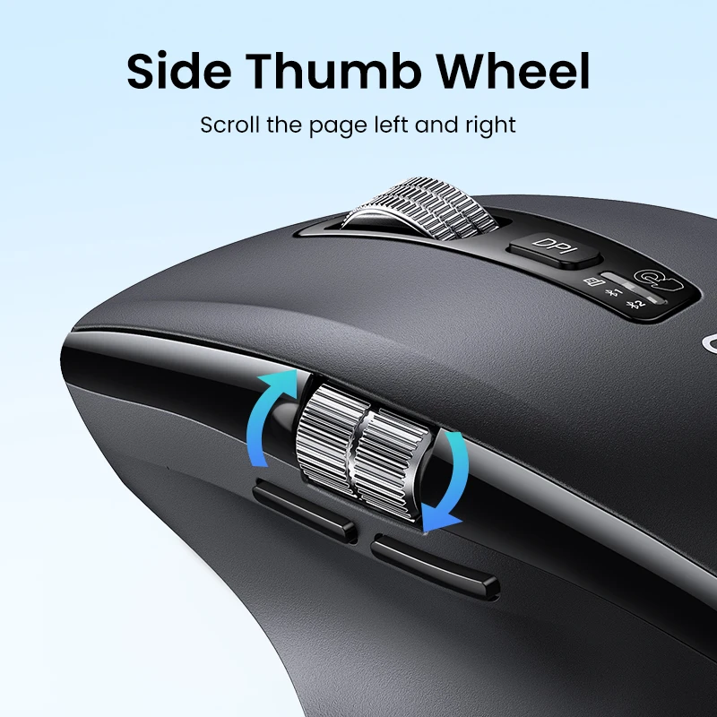 UGREEN Mouse nirkabel, Mouse gulung sangat cepat Bluetooth 5.4 2.4G ergonomis 5000DPI untuk MacBook Tablet laptop komputer PC