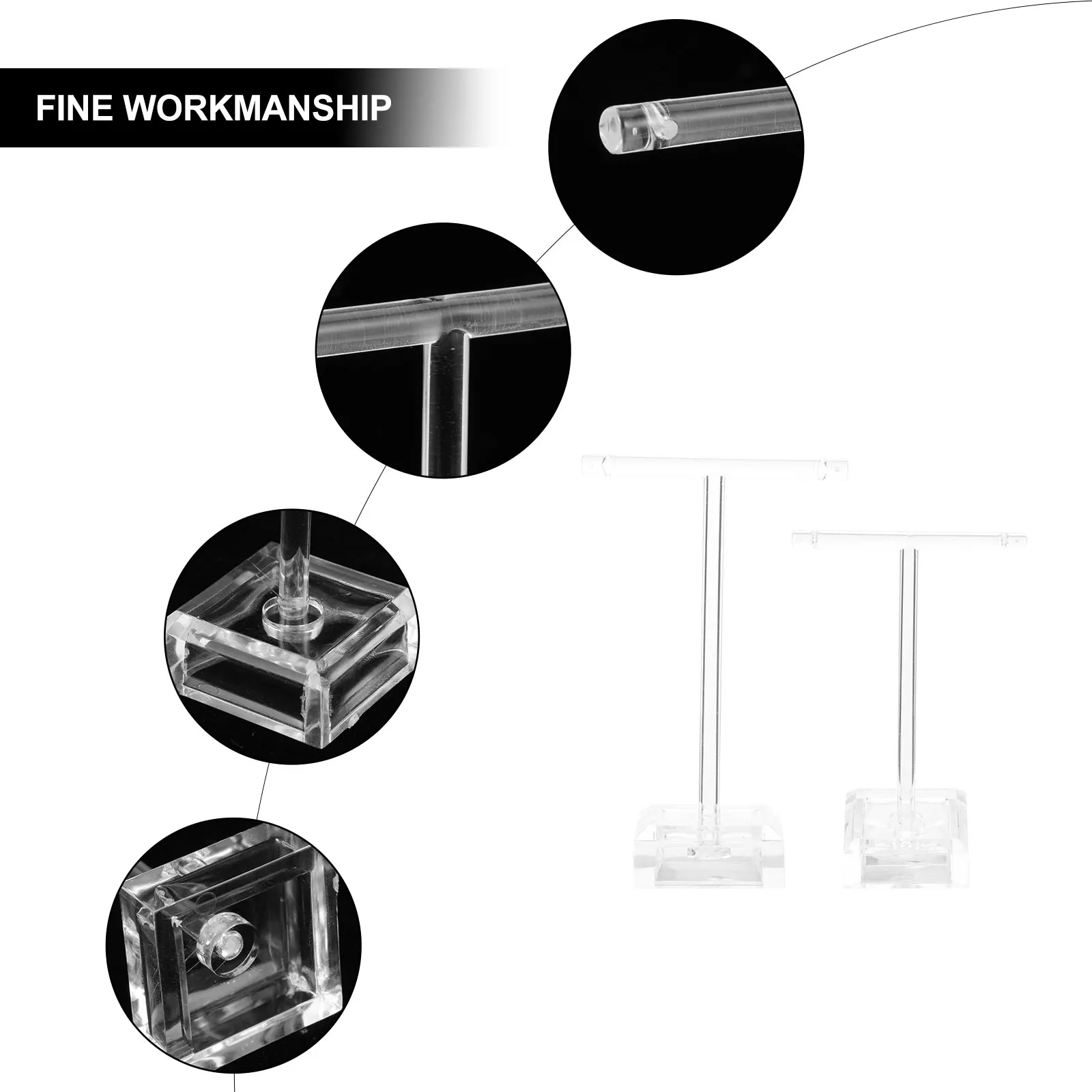 

2pcs Transparent Acrylic Earring Display Rack Jewelry Holder Stand For Necklaces Bracelets Bangle Organizer T-Shaped Desktop