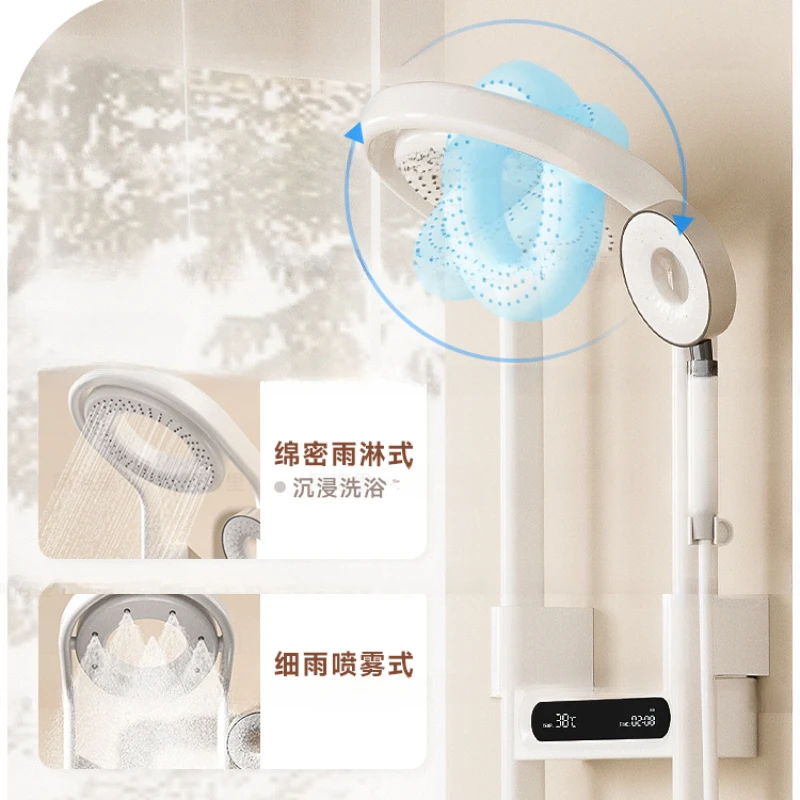 White constant temperature digital display flower wine set, simple household shower, bathroom, pressurized nozzle for rain