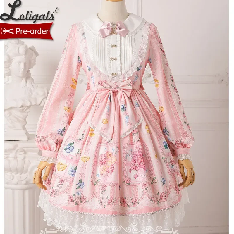 Berries & Flowers ~ Sweet Printed Long Sleeve Lolita Dress ~ Pre-order