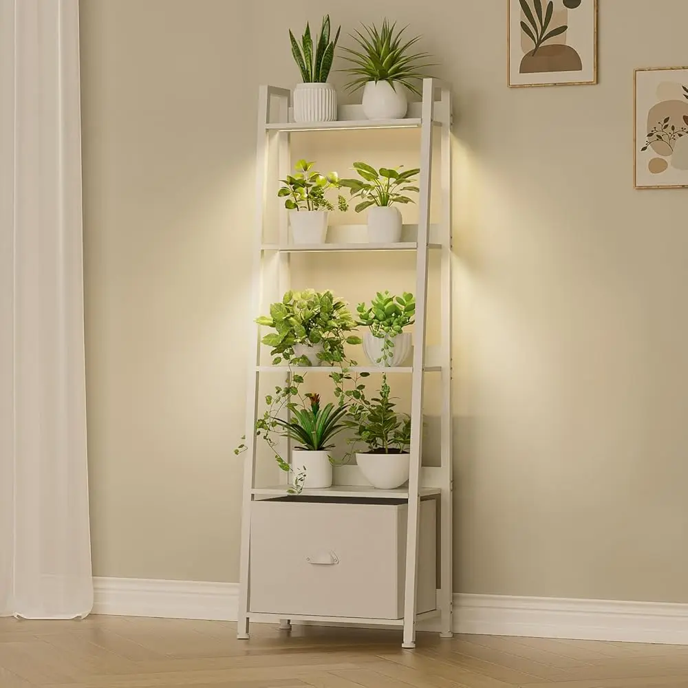 

63"" Plant Stand Indoor With Grow Lights, 5 Tiered Indoor Plant Shelf, Tall Plant Stands For Indoor Plants Multiple, Metal