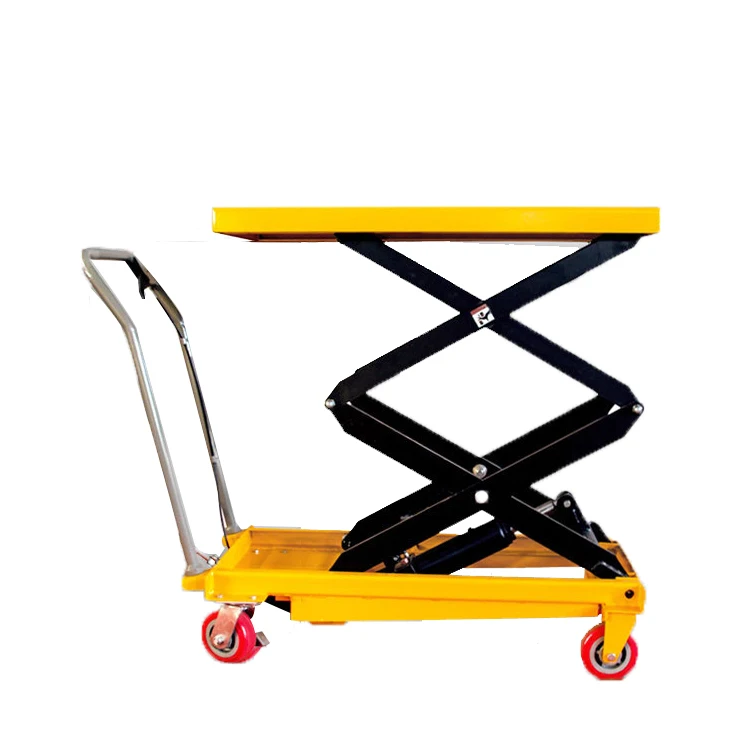 Yellow Red Hydraulic Foot Scissor Lift Tables Hand Truck Scissor Platform Manual Trolley High Strength Steel 300kg