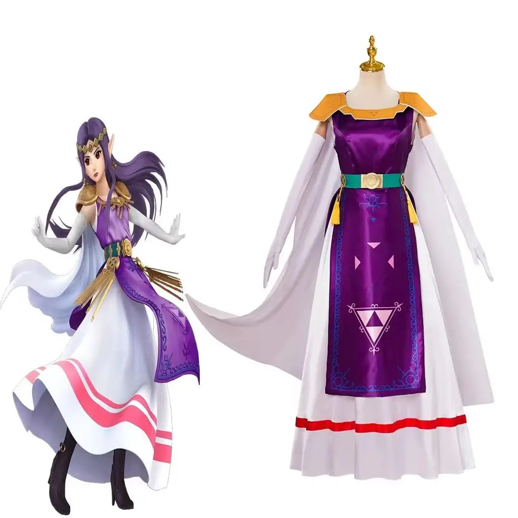 Princess Hilda Cosplay Game Costume For Women Fancy Purple Dress Combat Uniform Suit Halloween Carnival Party Ball Gown
