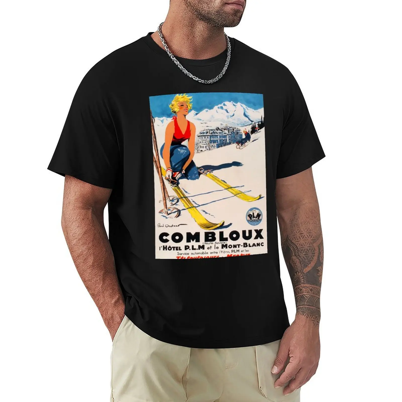 retro combloux teleski lhotel plm et le mont blanc vintage reclame T-Shirt mens graphic t shirts T-Shirt
