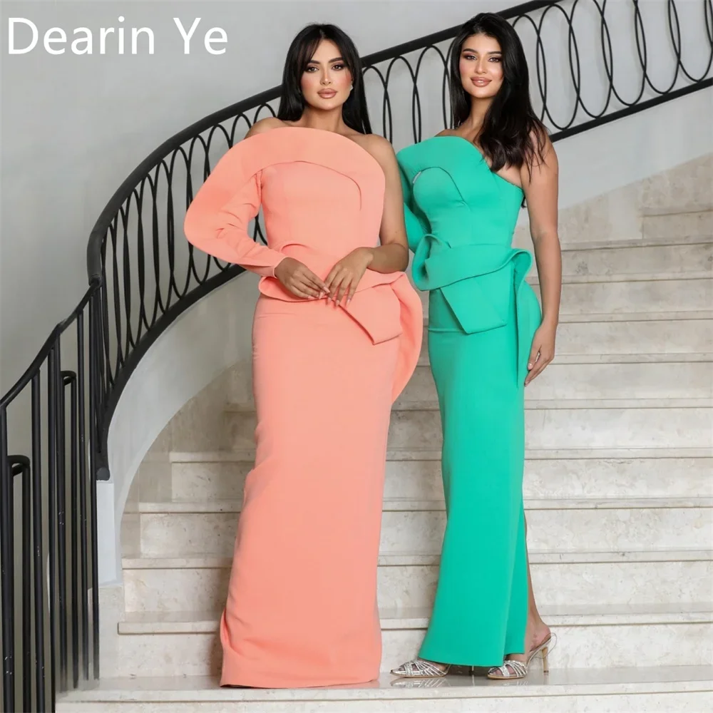 Customized Saudi Arabia Dearin One-shoulder Column Floor Length Skirts Fold Bespoke Occasion Dresses Evening Dress Prom Formal G