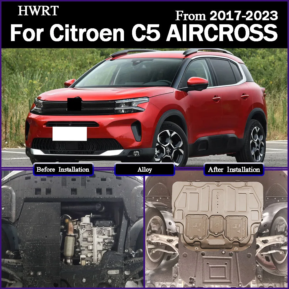 

For Citroen‌ C5 AIRCROSS 2017-2023 1.6T 1.8T Black Under Engine Guard Plate Splash Shield Mud Fender Cover Mudguard Protector