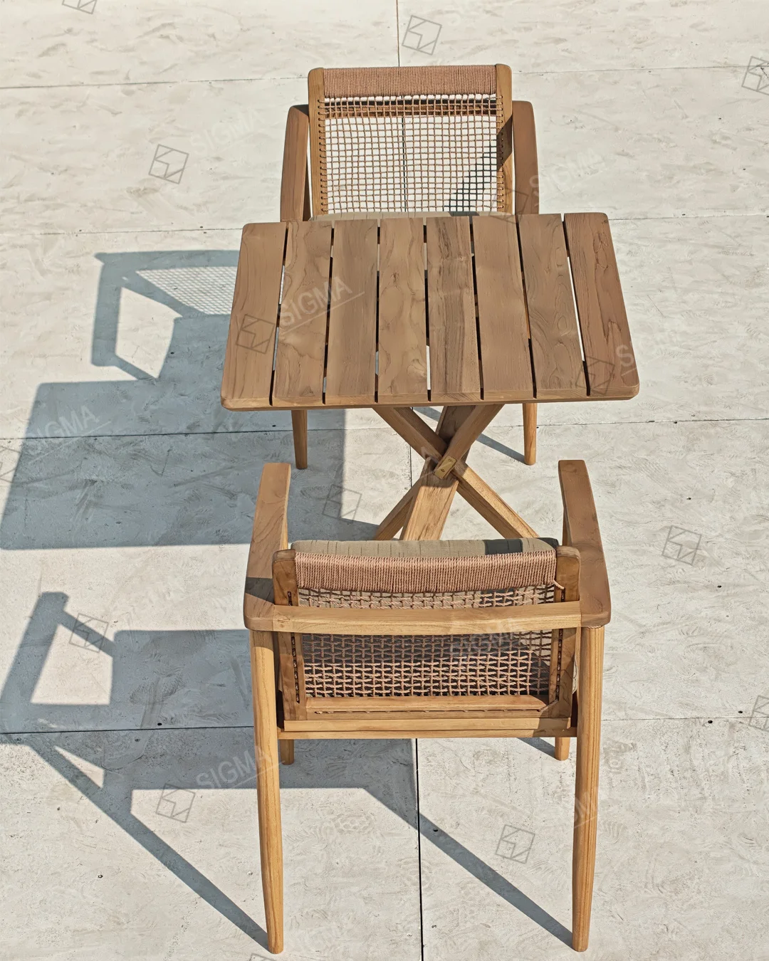 All Weather Patio Teak Wood Furniture Wooden Dining Set Outdoor Garden Dining Table and Chairs