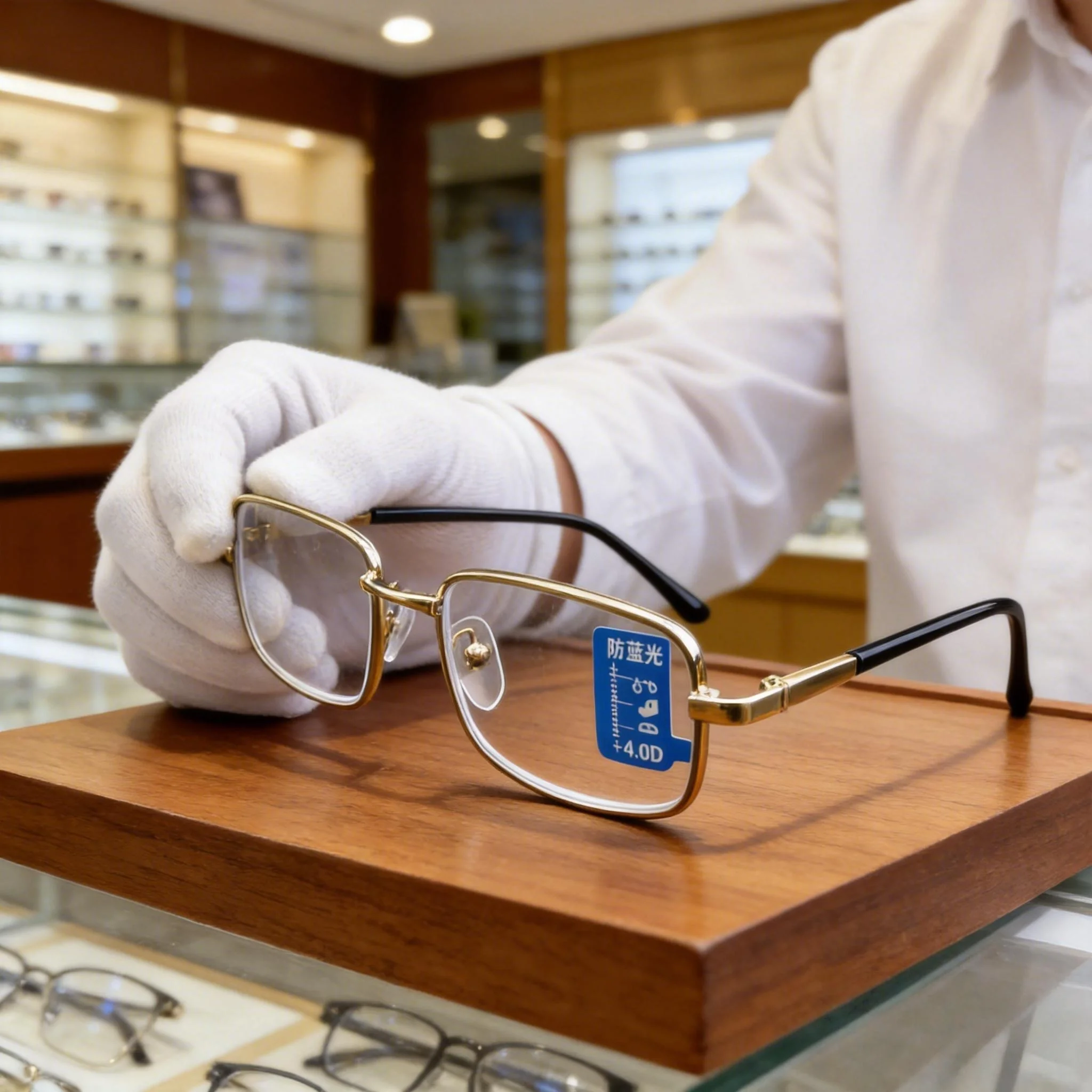 

Progressive Multifocal Reading Glasses Men Blue Light Blocking Gold Metal Frame Square Eyeglasses Reading Glasses Women