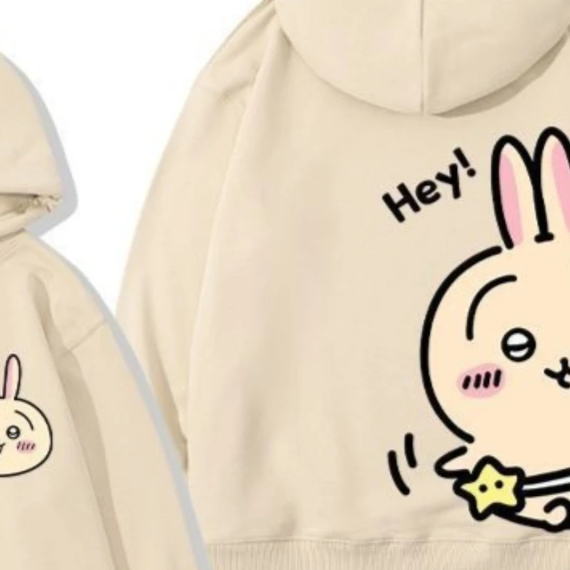 Anime Cartoon Chiikawa Usagi Hooded Sweatshirt Men and Women Couple Autumn and Winter Tops Pullover Soft Skin-friendly Keep Warm - view 6