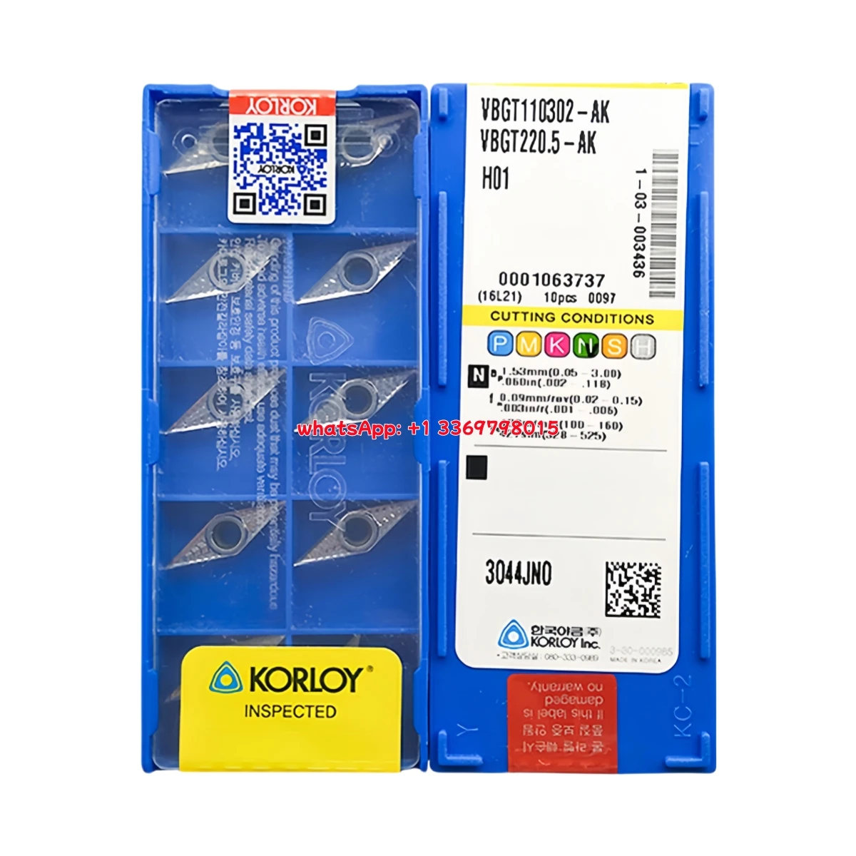 KORLY الأصلي VBGT VBGT11 VBGT16 VBGT1103 02 04 VBGT1604 02 04 08 -AK H01 تحول إدراج 10 قطعة