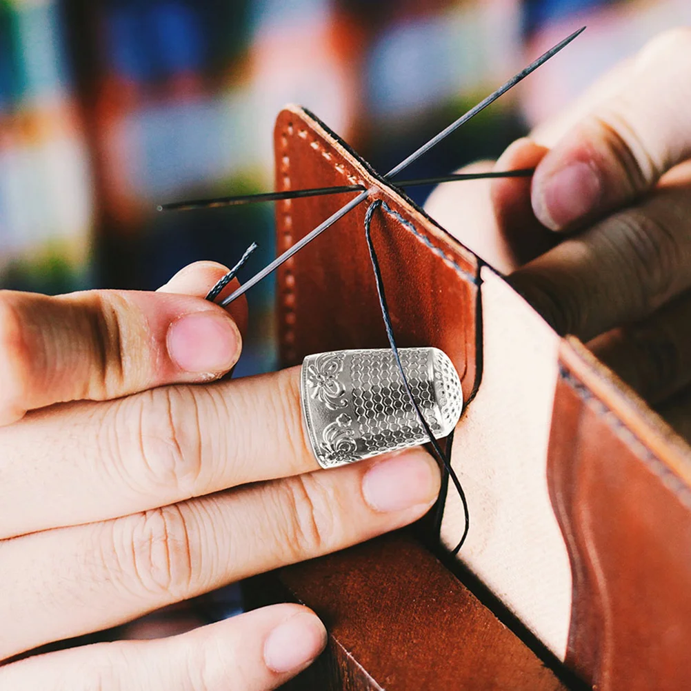 

4pcs Brass Thimbles For Hand Sewing Vintage Finger Protectors Heavy Duty Craft Quilting Embroidery Knitting Crochet Tool Metal