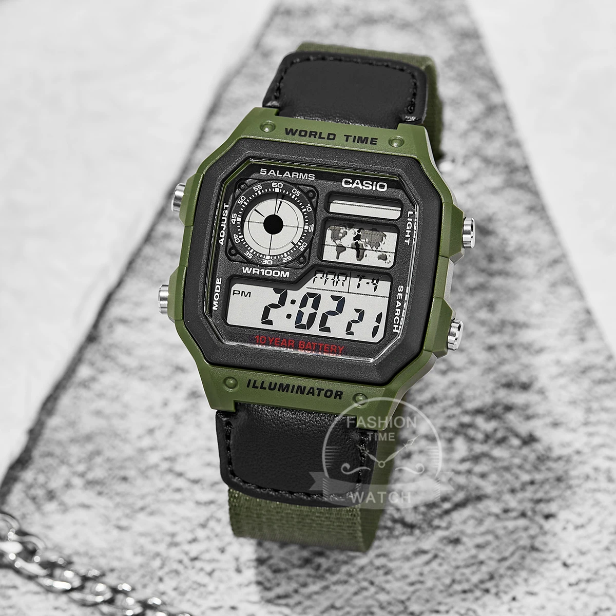 Casio Herren-Retro-Digitaluhr, multifunktional, klassischer Stil, Zeitmesser AE-1200WHB-3B