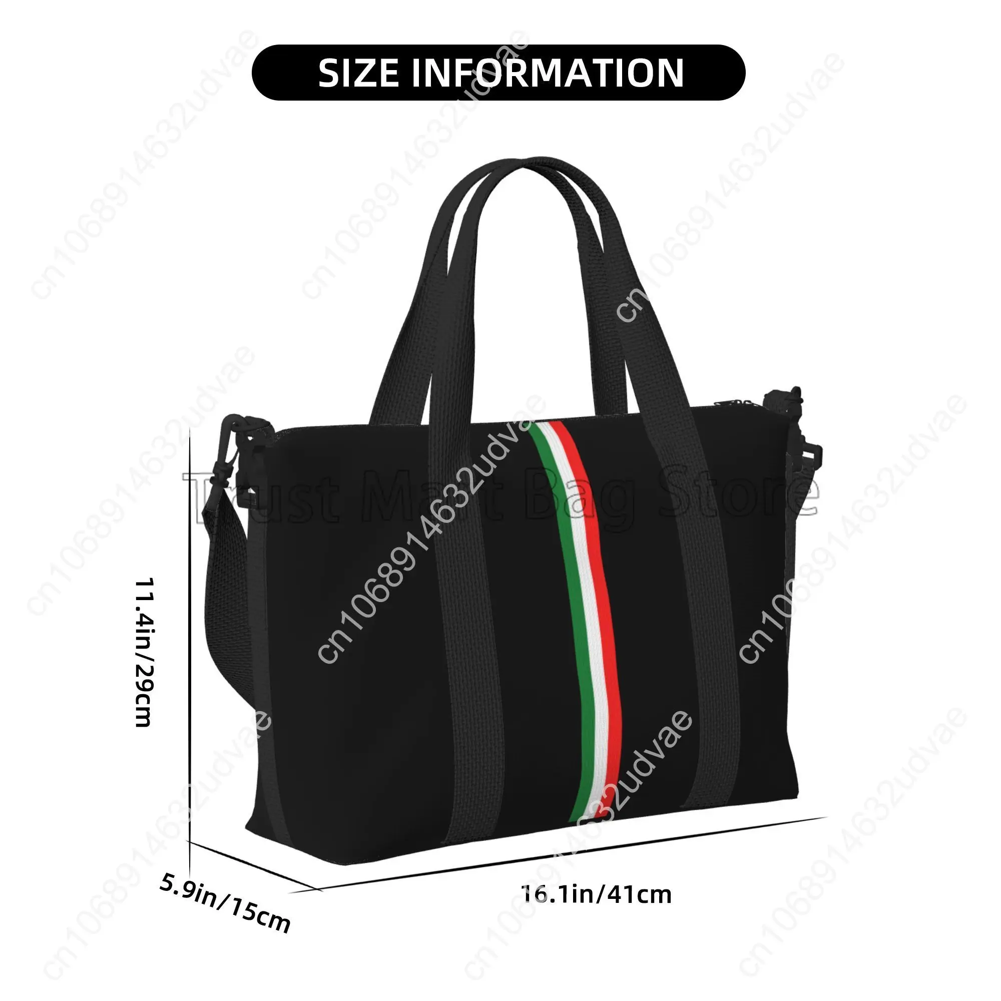 Italian Flag Print Duffle Bag for Travel Unisex Handbag Shoulder Bag for Sports Gym Yoga Waterproof Weekender Overnight Bags