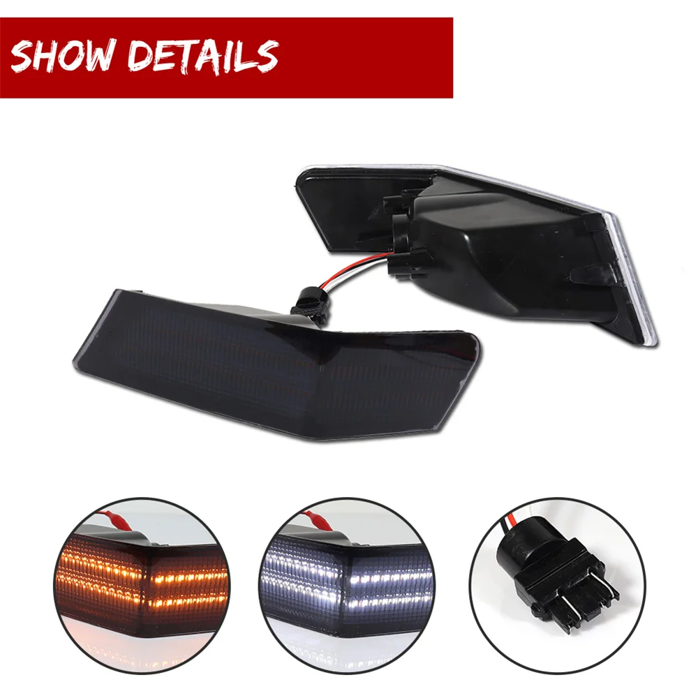 Dual-color Dynamic Amber LED Car Front Bumper Corner Turn Signal w/ Xenon White DRL/Parking Lights For Jeep Patriot 2007-2017