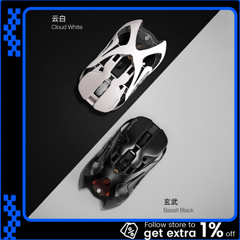 

Беспроводная мышь Angry Miao AM Infinity, трехрежимная беспроводная мышь Paw3950, 8000 Гц, легкая полая игровая мышь Magnalium, аксессуары для ПК