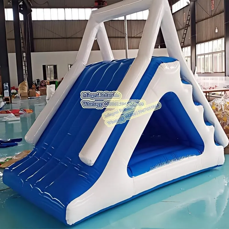 Small Inflatable Triangle Water Slide with Climbing Wall, Floating Pool Slide Water Toy for Kids Summer Water Party