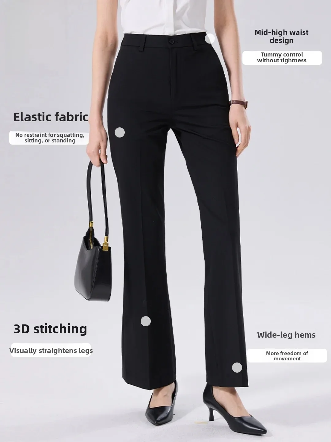 Black Micro Flare Suit Pants for Women Romon Commute Professional Summer New Style Interview High-End Feelings Casual Pants