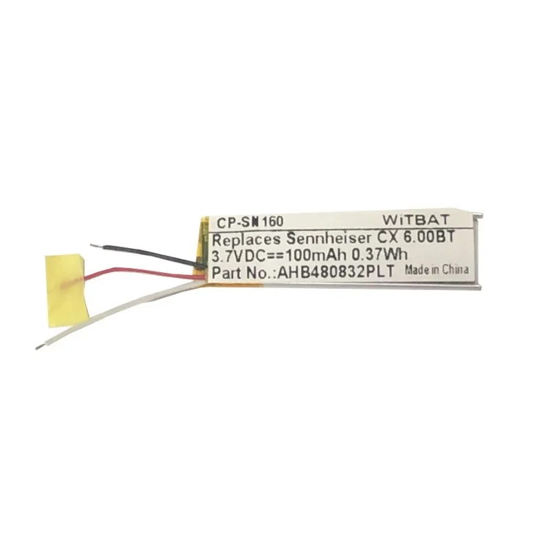 

Battery for Sennheiser CX 350BT,CX Sport,CX 6.00BT,CX 150BT Headset New Li-Polymer Rechargeable Pack 3.7V 100mAh AHB480832PLT