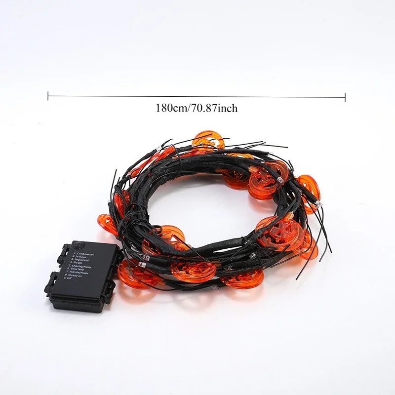 أضواء الهالوين الزخرفية شريط عبر الحدود ترتيب جو احتفالي أضواء الكرمة اليقطين الخفافيش أضواء فرع مقلد