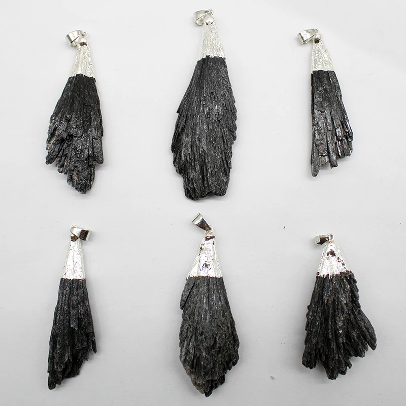 

Natural Stone Feather Wing Shape Black Tourmaline Pendant for Diy Necklace Earrings Stone Gift Jewelry Decor Collect 4pcs