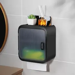 Perforated wall mounted bathroom storage rack, roll paper toilet paper drawer, tissue box paper towel holder toilet paper holder