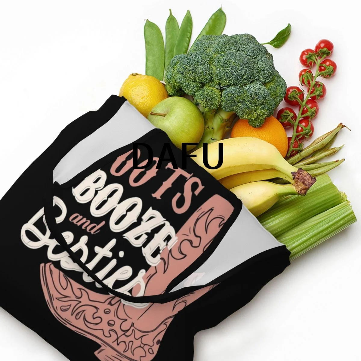 Boots, Booze, And Besties Large Capacity Canvas Tote Bag Single Shoulder Work Commute Bag For Women Eco-Friendly Shopping Bag