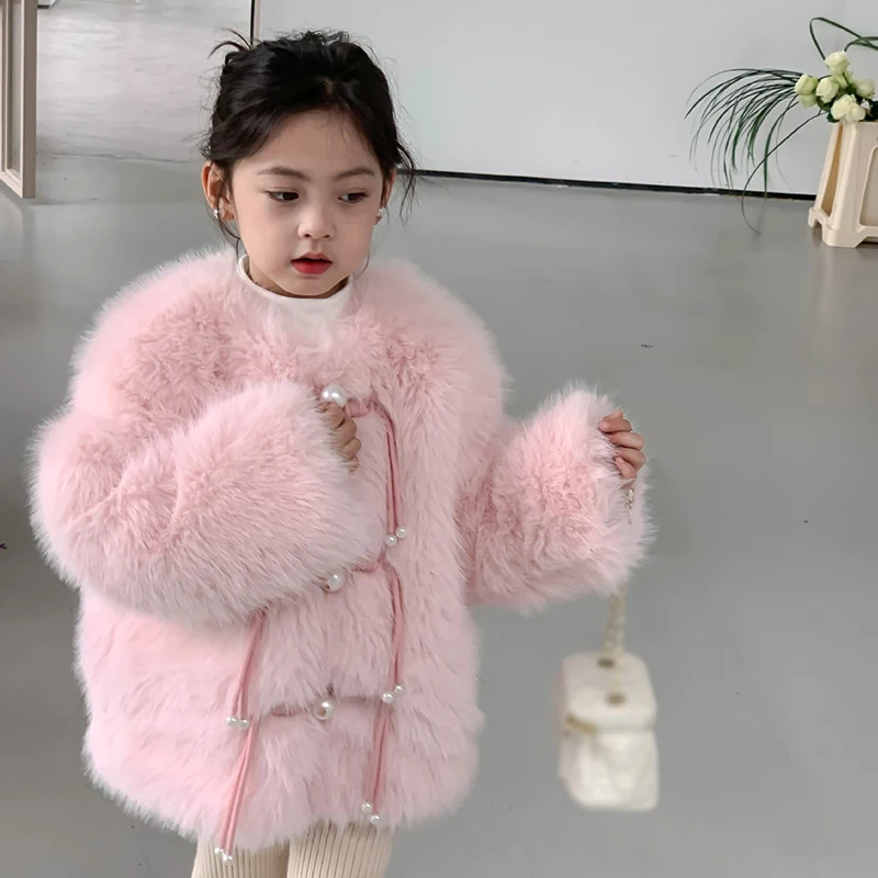 Winter Children Girls Coats Trendy Simple Generous Sweet Lovely Refined and Beautiful Youthful Active