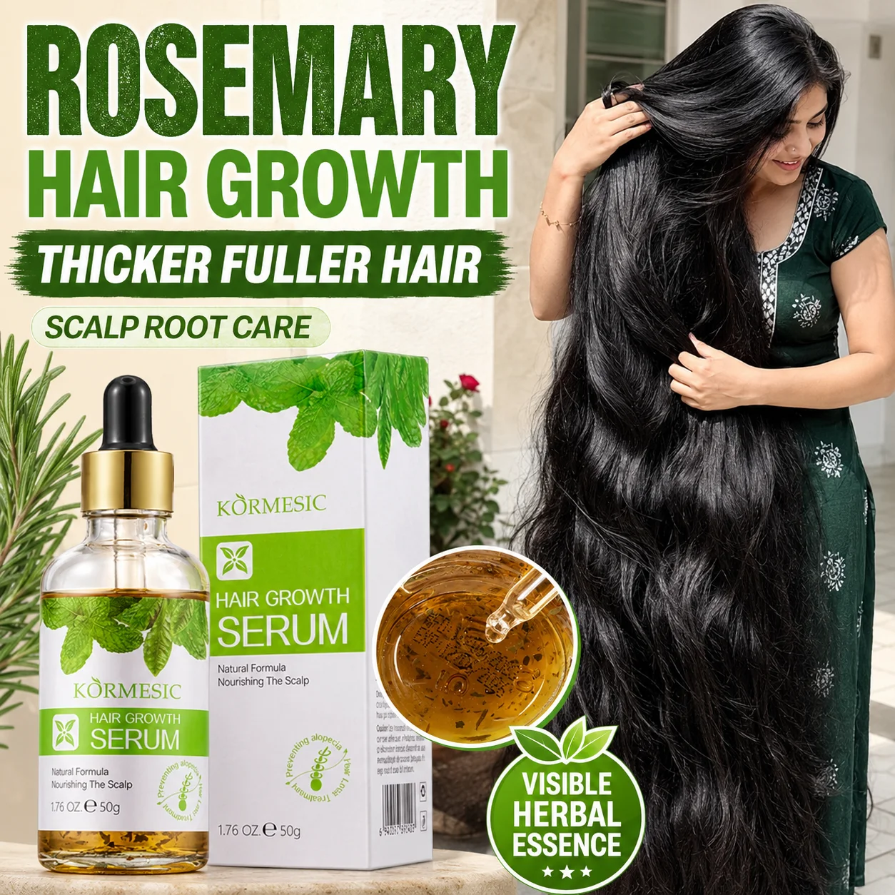 Rosemary Hair Growth Serum 50g Natural Herbal Drops Scalp Root Care Anti Hair Loss Thinning Hair Fuller Thicker Hair Men Women