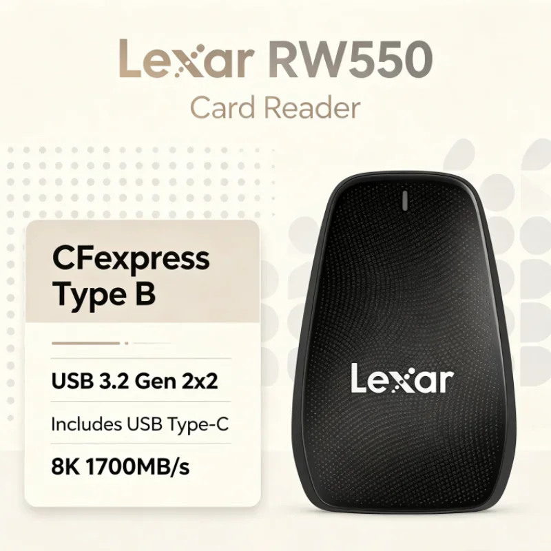 Lexar RW550 8K 20Gbps CFexpress Type B Reader USB 3.2 Gen 2x2 USB Type-C Card Reader for Photo Transfer
