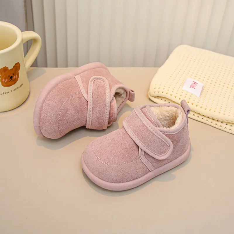 Boys Girls Flat Shoes Non-slip For Winter Children Warm Boots With Thick Cotton 2026 New Fashion Kids Snow Boots Solid Color