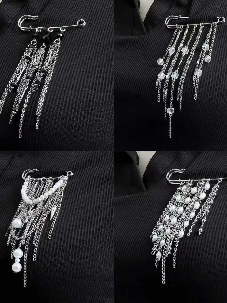 Hip Hop à la mode Imitation perle gland chaîne broches pour hommes femmes taille-shaping fixe broche accessoire multi-fonctionnel bijoux