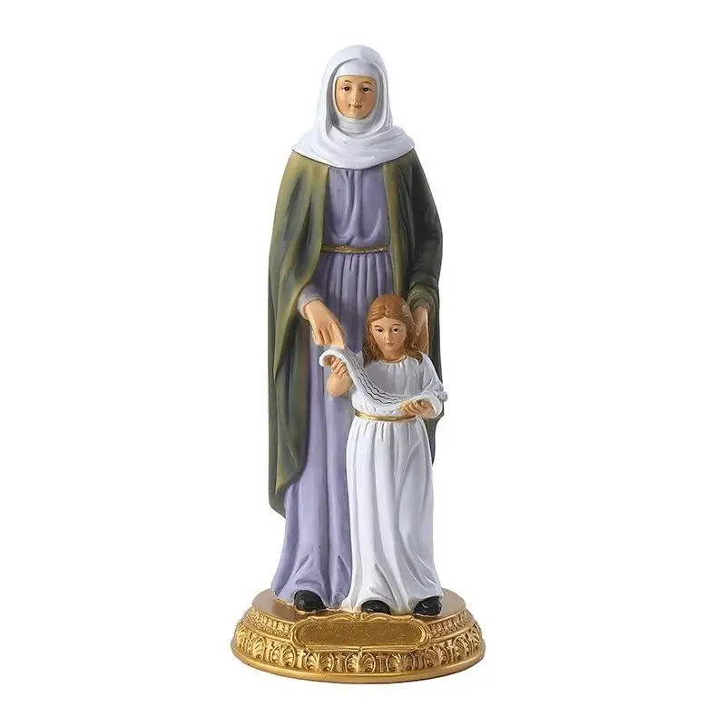 21,5 cm Heilige Anna mit Maria Religiöse Renaissance-Figur Statue Heimdekoration Christliche Heiligenfigur