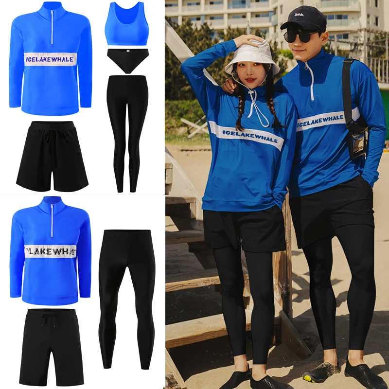 

2024 Parent Child Surf Suit Couple Long Sleeve Rash Guards Women Men Letter Print Swimsuit Legging Swimwear Surfing Suit Beach