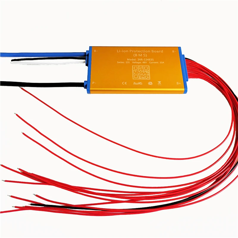 13S 48V Common Port Li-ion Battery BMS 15A 25A 35A Protection Board with on/off-Switch and Temp Sensor Super Thin BMS