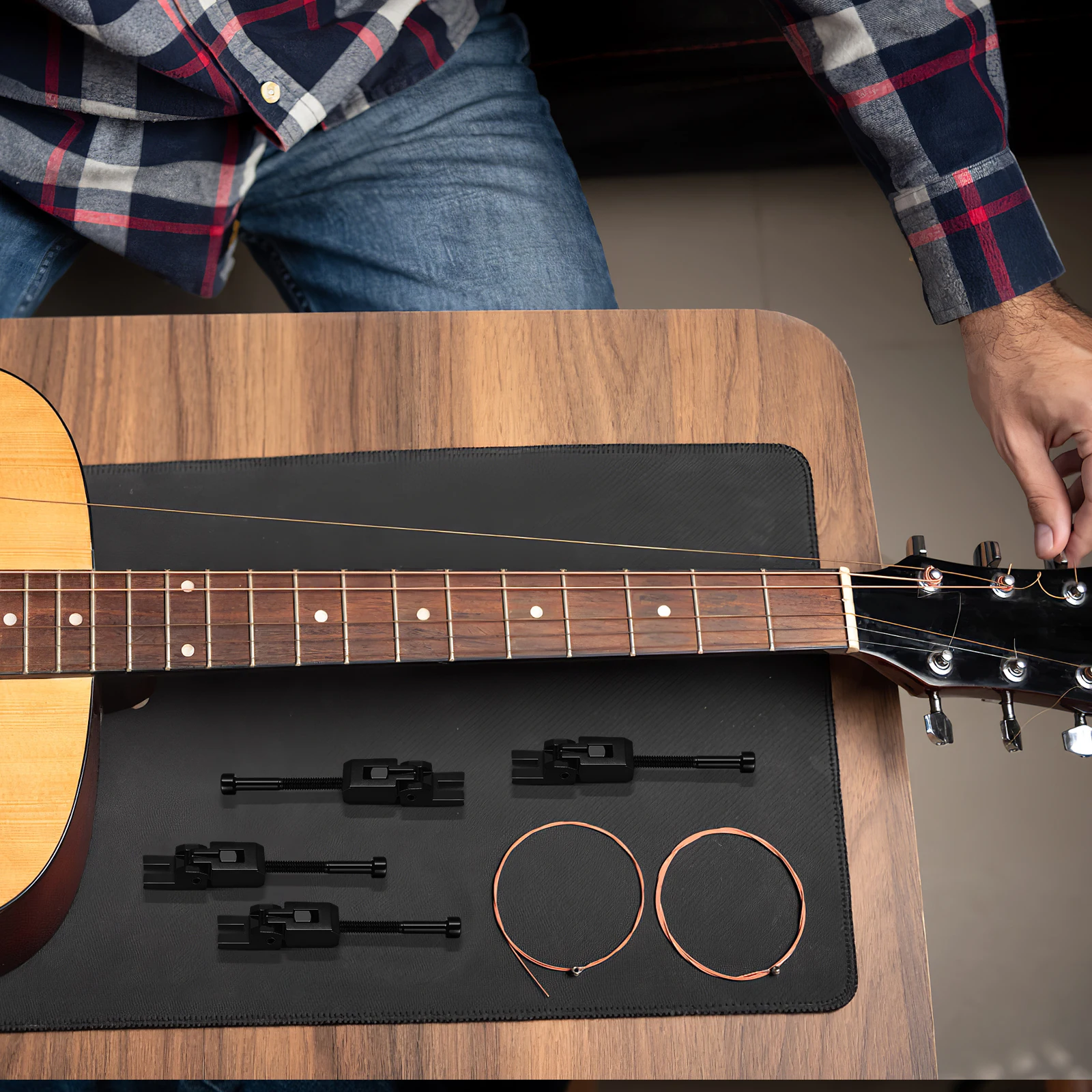 

Double Saddle Set Tremolo Bridge Saddles Electric Guitar Metal Durable Replacement Parts System Guitar Accessories